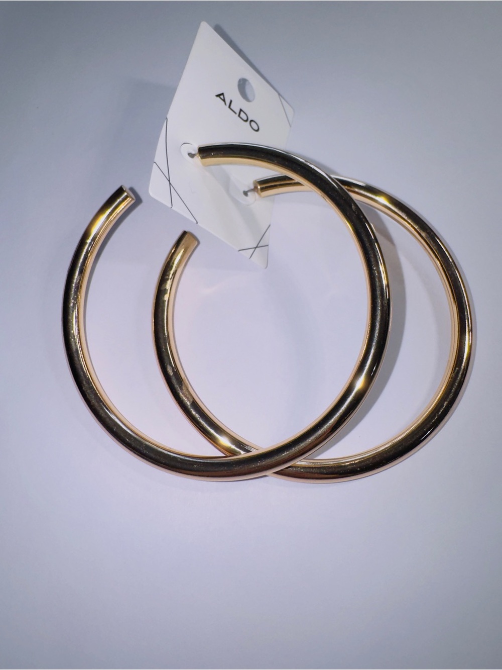 3.6” ALDO Gold Thick Hoop Earrings - Classic Shiny Hoops